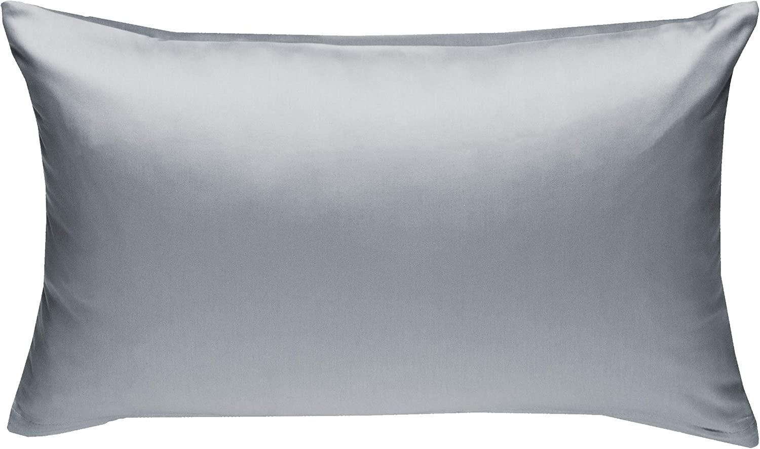 Bettwaesche-mit-Stil Mako-Satin / Baumwollsatin Bettwäsche uni / einfarbig grau Kissenbezug 60x80 cm Bild 1