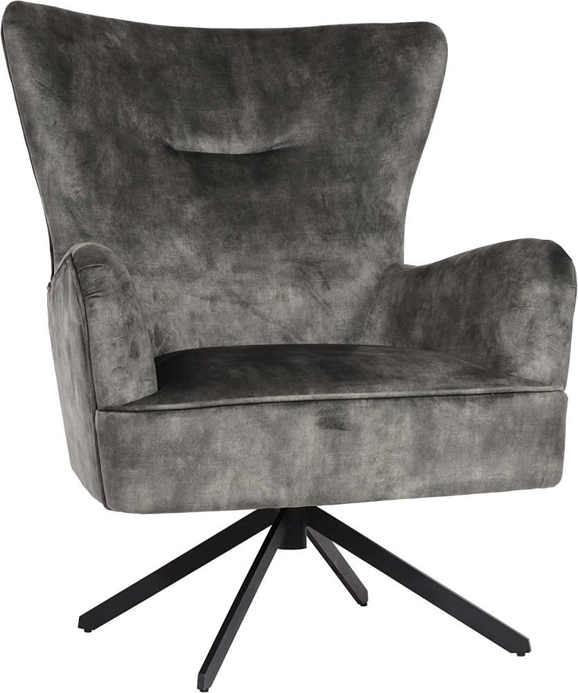 Lounge-Sessel HWC-L63, Cocktailsessel Polstersessel Relaxsessel, drehbar, vintage Samt Metall ~ grau-grün Bild 1
