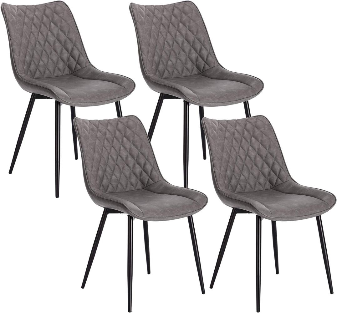 WOLTU 4 x Esszimmerstühle 4er Set Esszimmerstuhl Küchenstuhl Polsterstuhl Design Stuhl mit Rückenlehne, mit Sitzfläche aus Kunstleder, Gestell aus Metall, Antiklederoptik, Dunkelgrau, BH210dgr-4 Bild 1