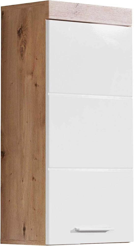trendteam smart living Badezimmer Hängeschrank Wandschrank Amanda, 37 x 77 x 23 cm in Asteiche / Weiß Hochglänzend mit viel Stauraum Bild 1