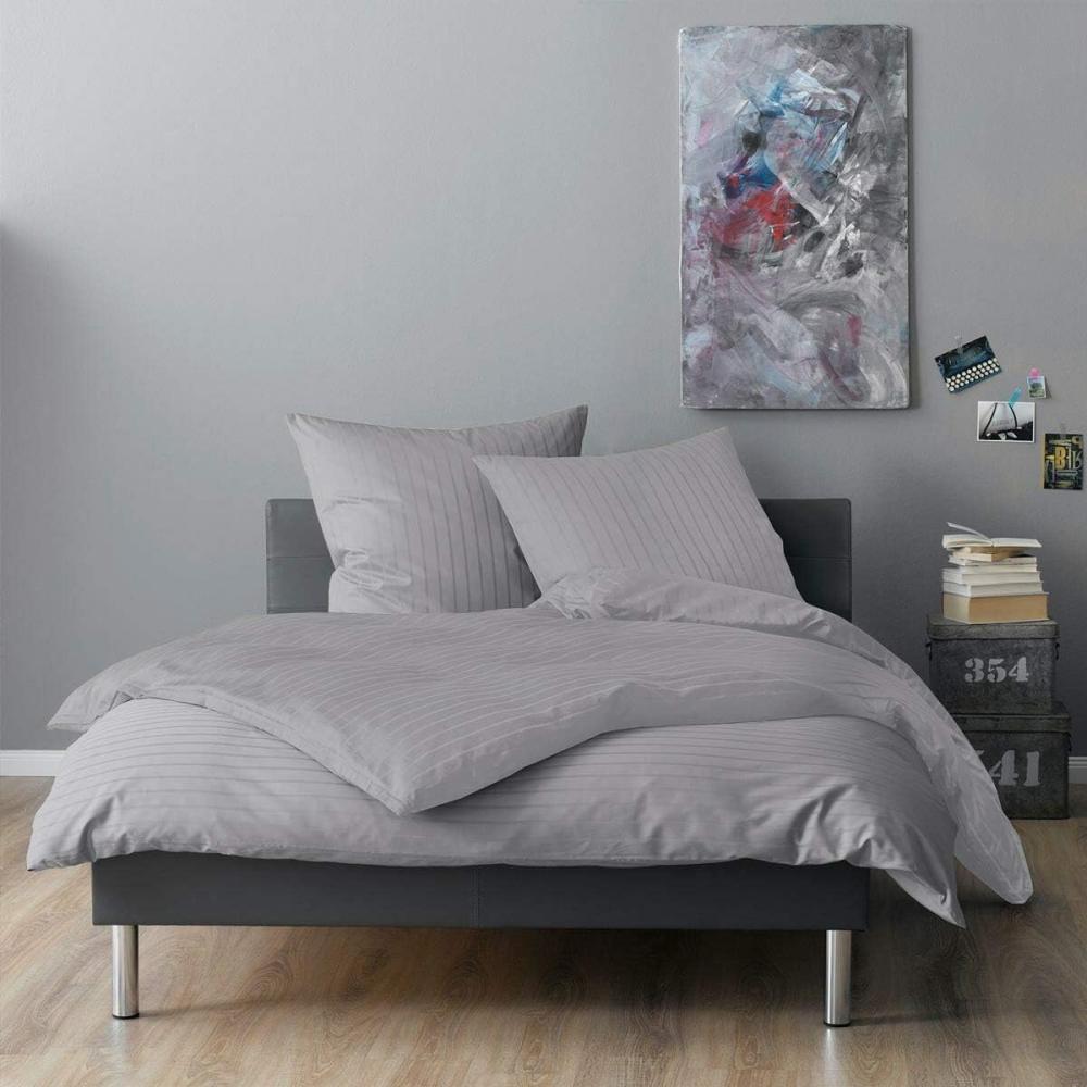 Lorena Mako-Satin Bettwäsche Verona | Bettbezug einzeln 135x200 cm | silber Bild 1