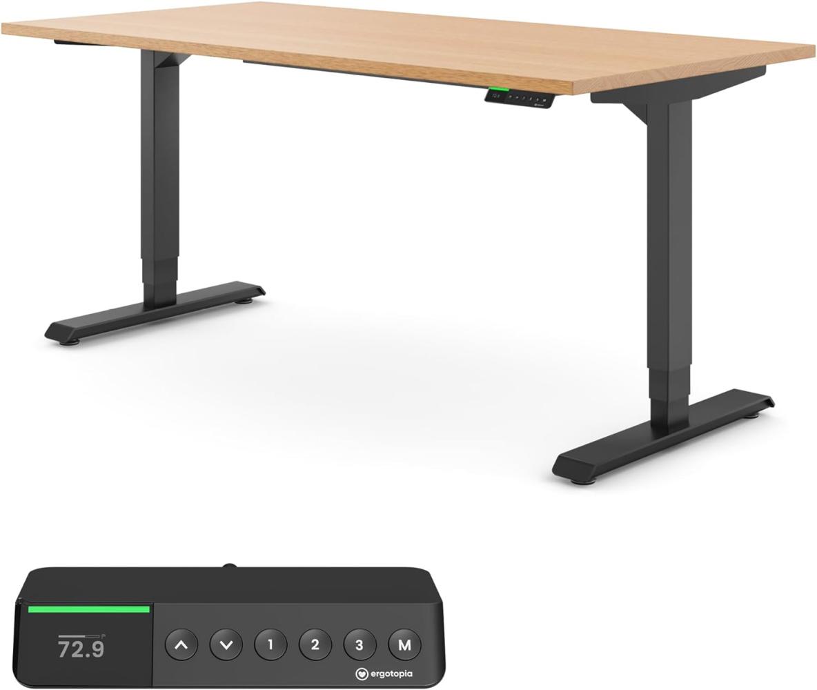 Ergotopia® Desktopia Pro X: elektrisch höhenverstellbarer Schreibtisch, 7 Jahre Garantie, ergonomischer Bürotisch, 9 Speicherplätze & smarte Reminder Funktion (180x80 cm, S, Massivholz Buche) Bild 1