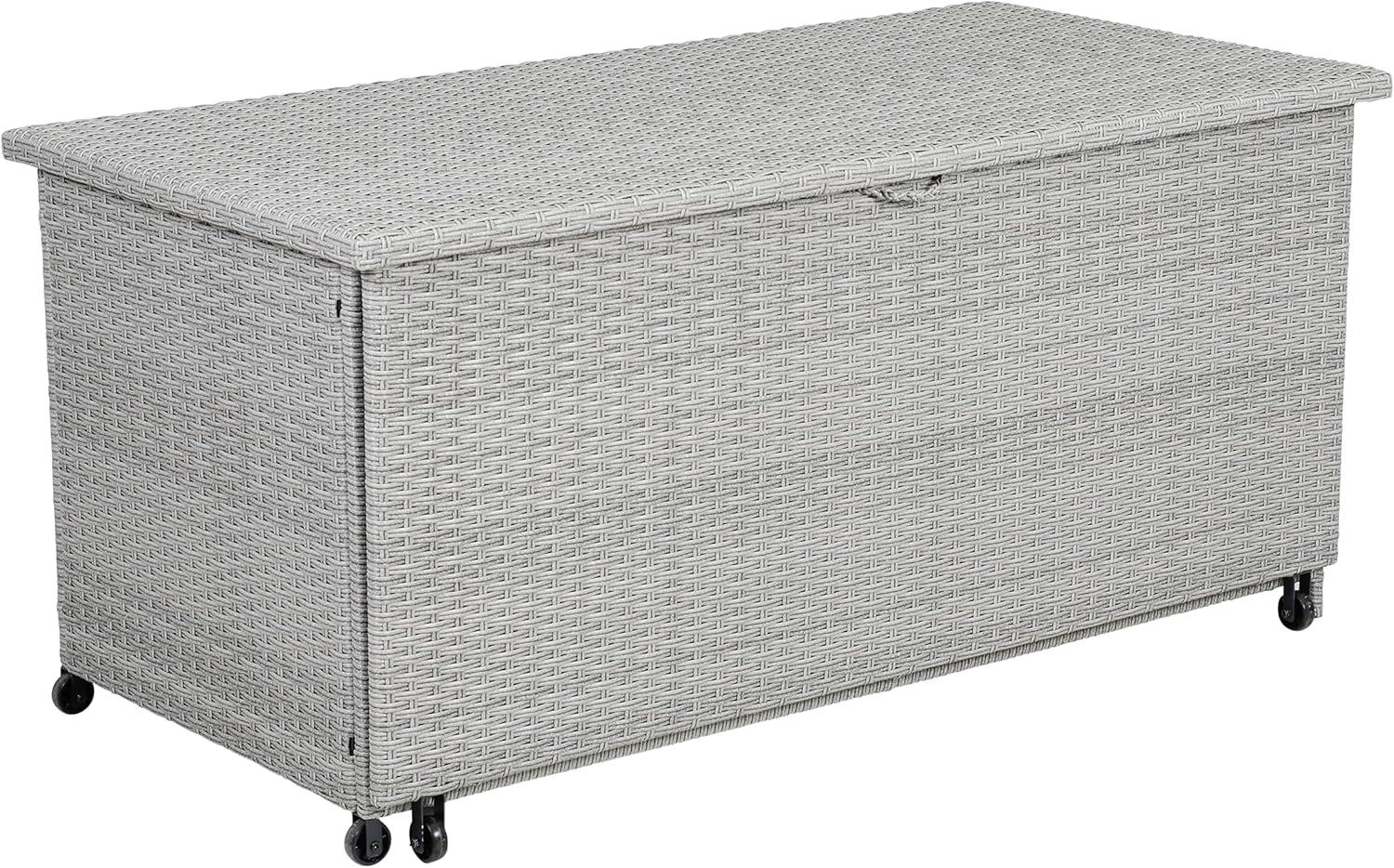 greemotion Polyrattan Ausziehbare Kissenbox, ca. 142 x 68 x 72/133 cm, Grau/braun Bild 1