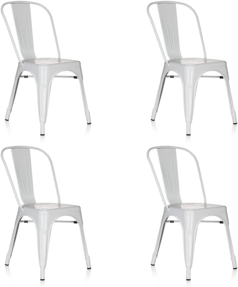 hjh OFFICE 645065 4er Set Bistro Stuhl VANTAGGIO Comfort Metallstuhl im Industry-Design, stapelbar, Weiß Bild 1