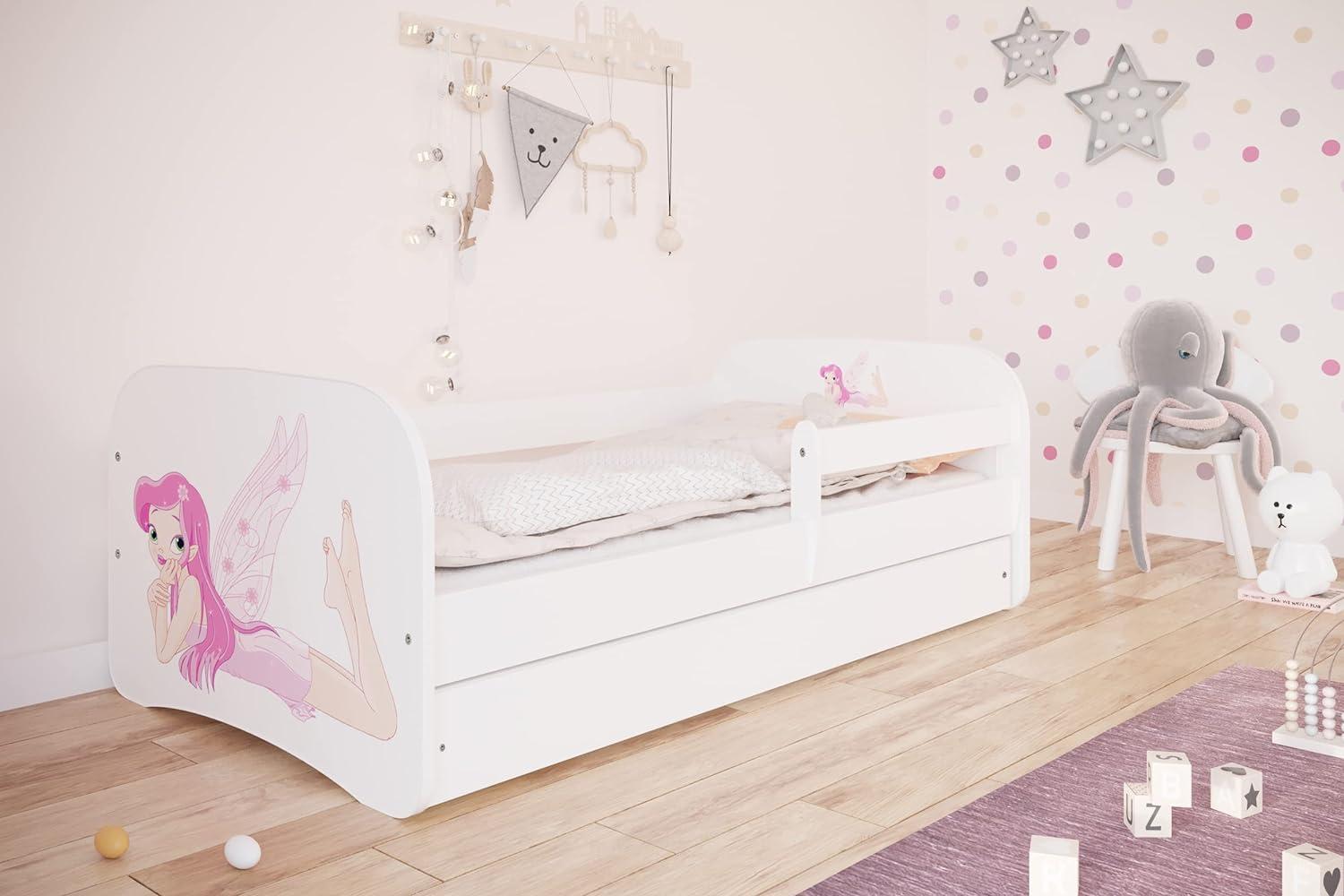 Kocot Kids 'Fee mit Flügeln' Einzelbett weiß 70x140 cm inkl. Rausfallschutz, Matratze, Schublade und Lattenrost Bild 1
