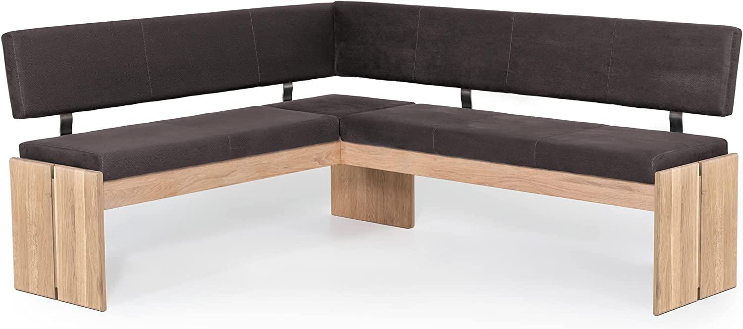 Möbel-Eins SIRION Eckbank mit Truhe aus Eiche, Material Massivholz/Bezug Mikrofaser 167 x 224 cm dunkelbraun Bild 1
