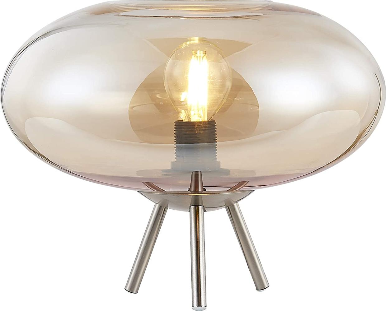 Tischlampe, Beistelltisch, Glaskugel amber silber, D 20 cm Bild 1