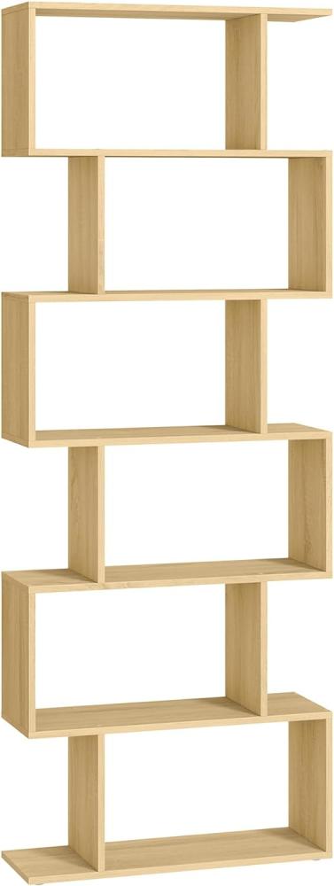 VASAGLE Bücherregal, Regal mit 6 Ebenen, Standregal, Büroregal, freistehend, Dekoregal, zur Präsentation, modern, für Wohnzimmer, Schlafzimmer, Büro, natureichenfarben LBC061T70 Bild 1