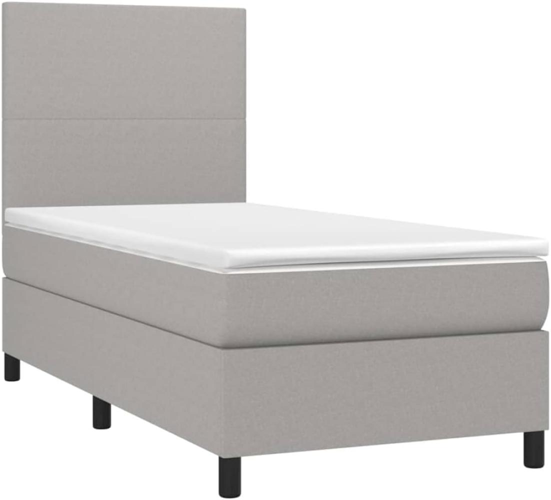 vidaXL Boxspringbett mit Matratze Hellgrau 100x200 cm Stoff Bild 1