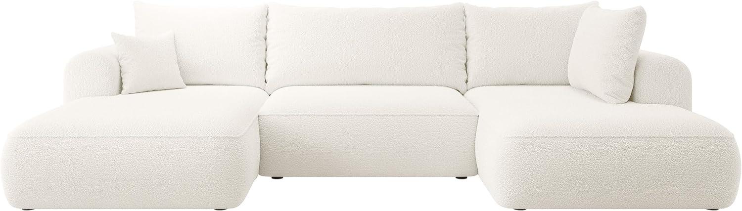 Selsey OVO - Wohnlandschaft U-Form-Sofa mit Schlaffunktion, Bettkasten, Ottomane rechts, Boucle Creme Bild 1