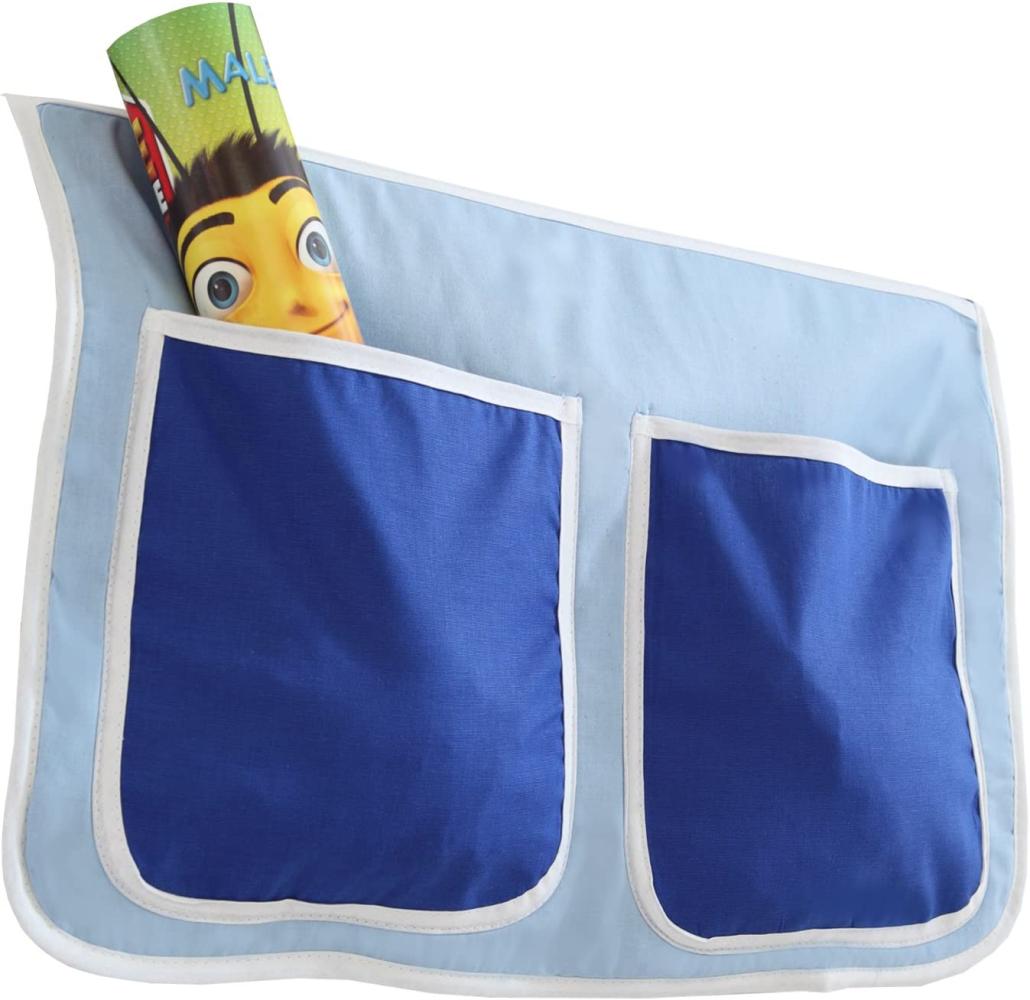 Ticaa Bett-Tasche für Hoch- und Etagenbetten - hellblau-dunkelblau Bild 1
