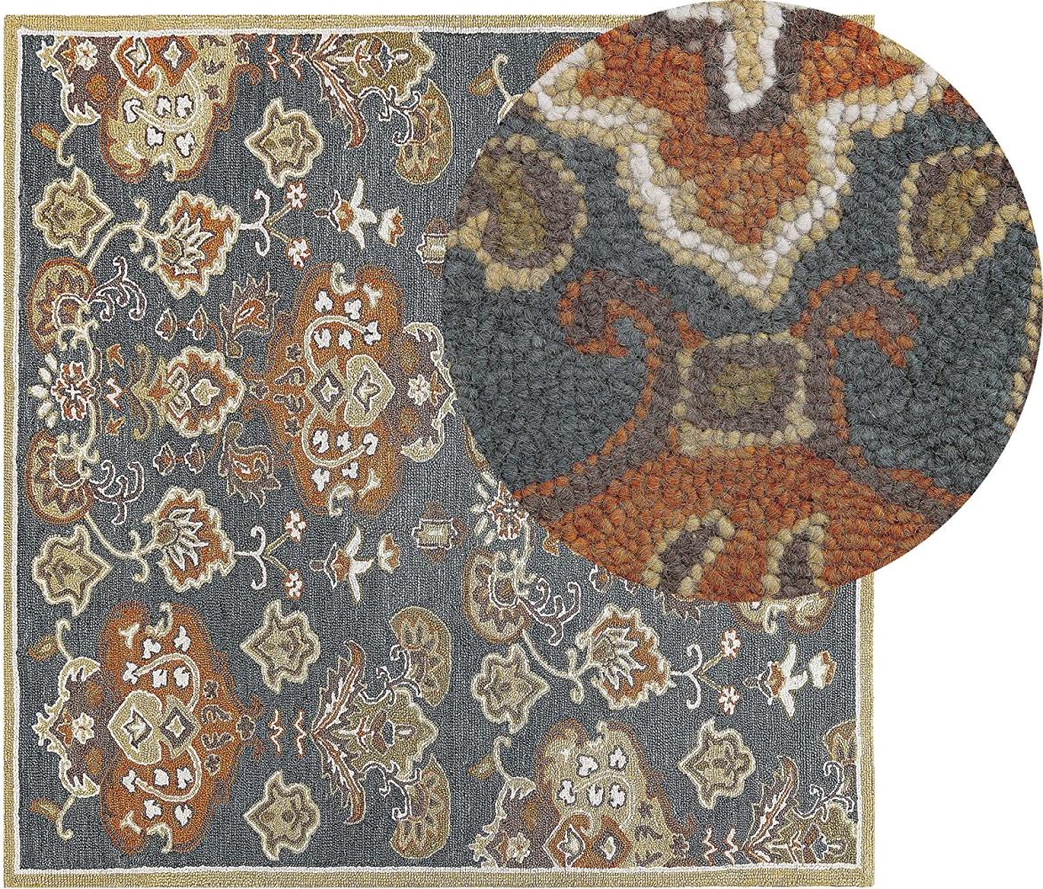 Teppich Wolle mehrfarbig 200 x 200 cm Kurzflor UMURLU Bild 1