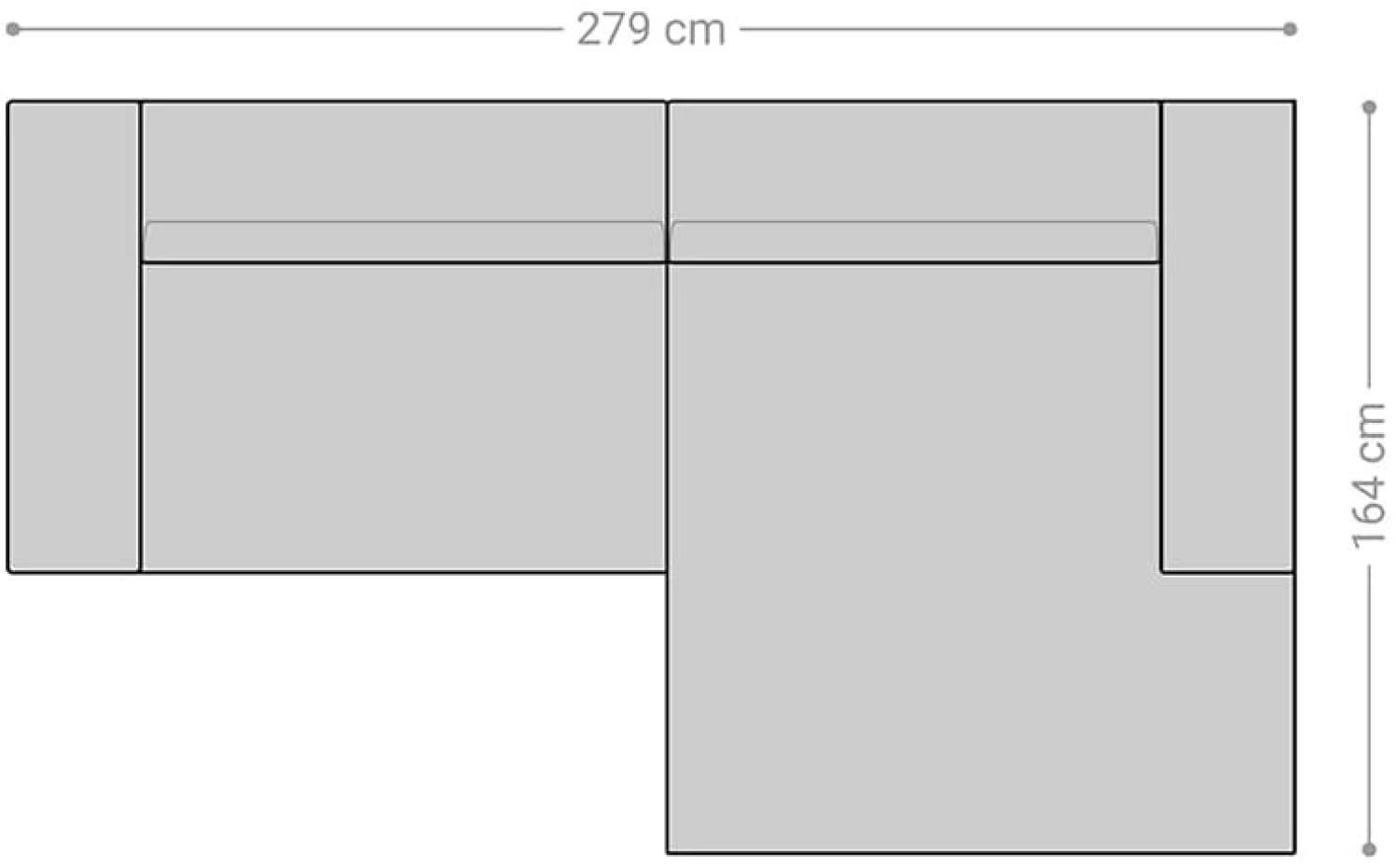 Ecksofa Tenso 280x165 cm Strukturstoff Grau Recamiere rechts Bild 1