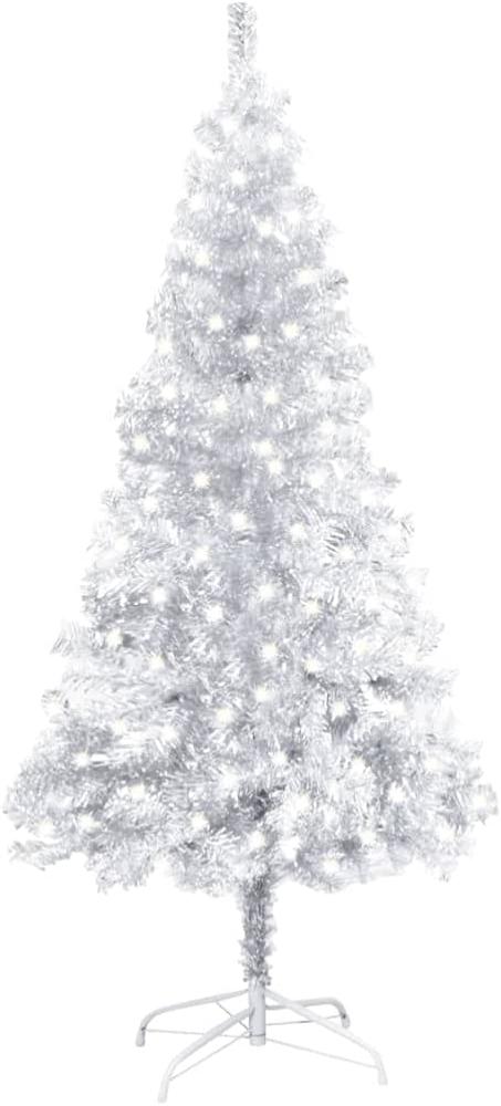 Künstlicher Weihnachtsbaum mit LEDs & Ständer Silbern 120cm PET Bild 1
