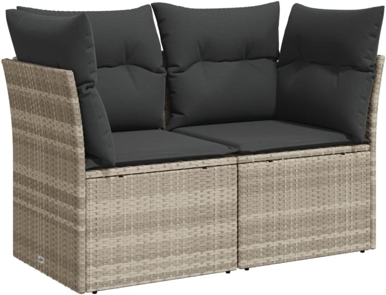 Gartensofa mit Kissen 2-Sitzer Hellgrau Poly Rattan 366176 Bild 1