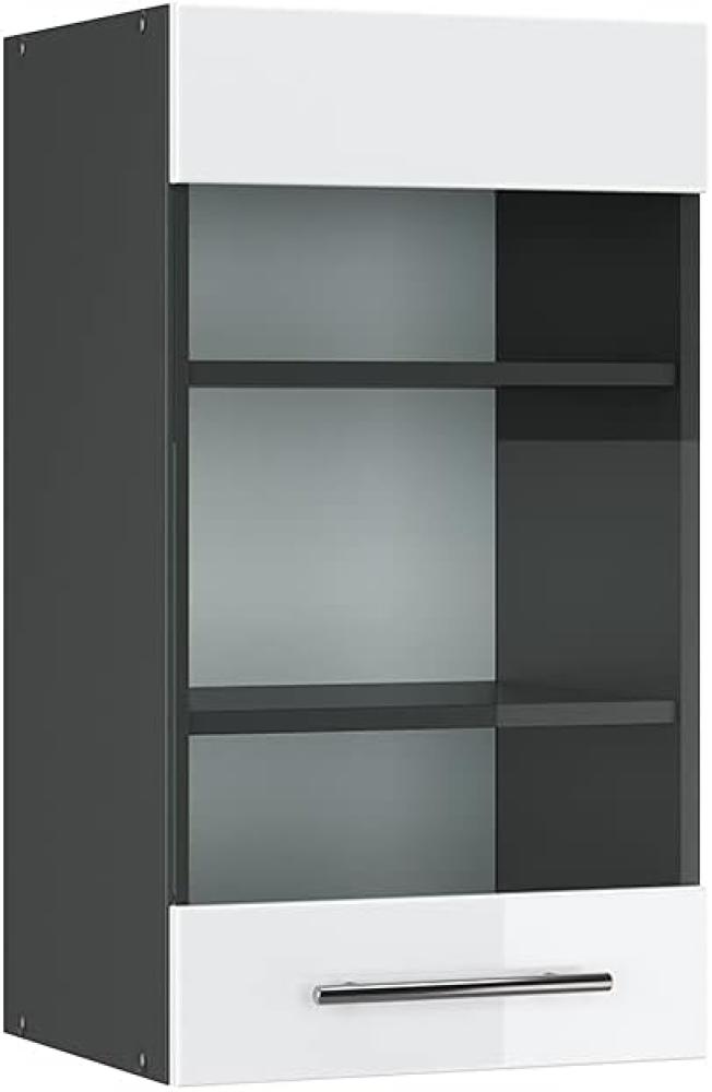 Vicco Hängeglasschrank 40 cm Küchenschrank Hängeschrank Küchenzeile Fame-Line (Weiß Hochglanz) Bild 1