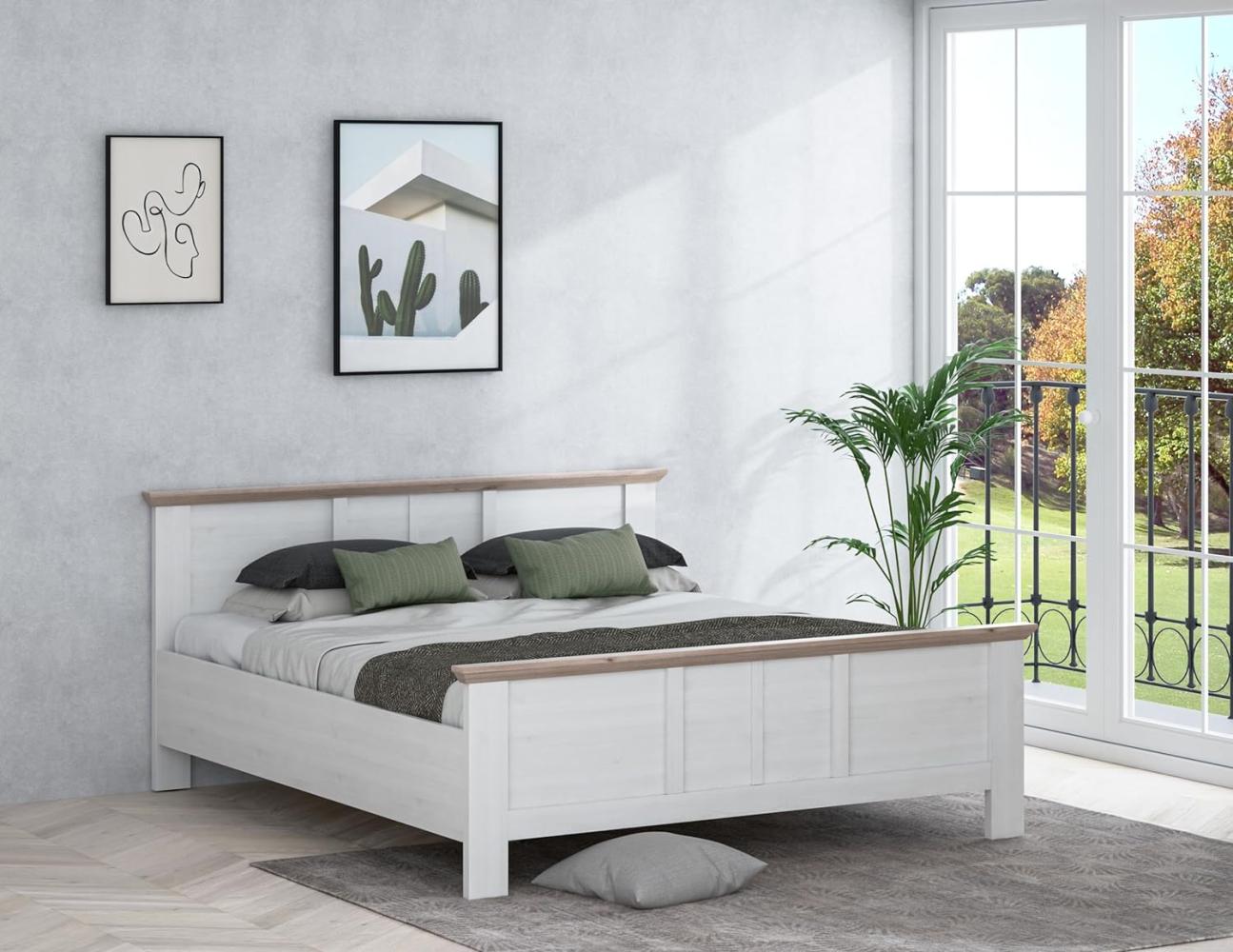FORTE Iloppa Bett, Holzwerkstoff, Grau/Weiß, 193 x 95,2 x 210,4 cm Bild 1