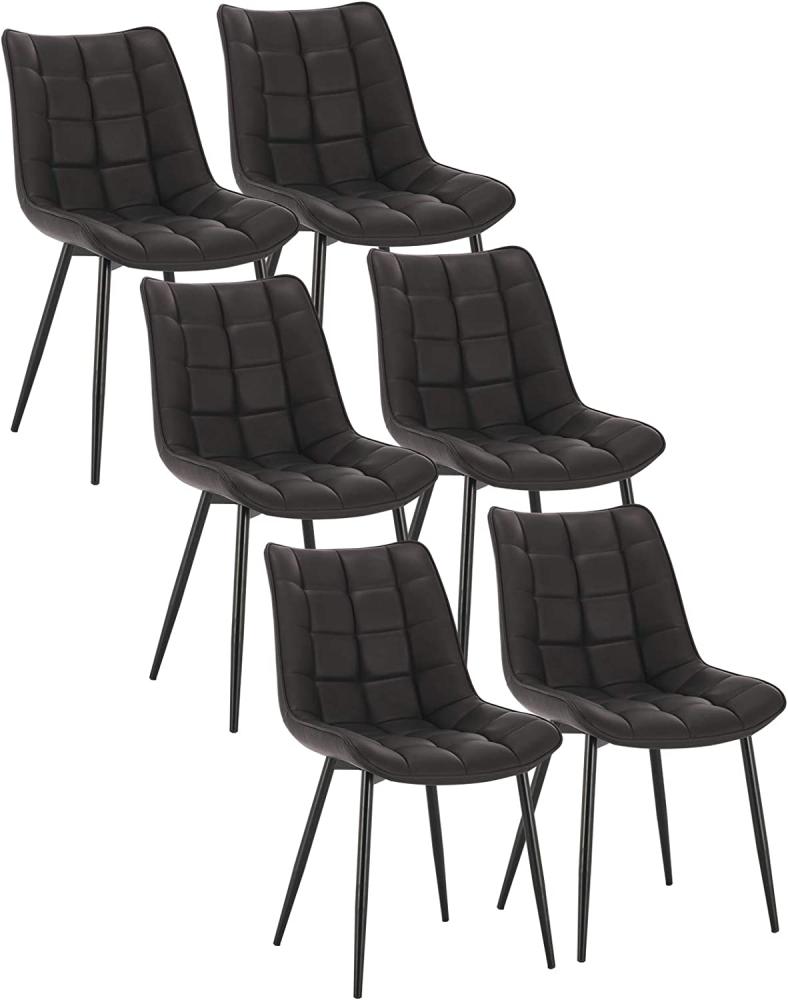 WOLTU 6 x Esszimmerstühle 6er Set Esszimmerstuhl Küchenstuhl Polsterstuhl Design Stuhl mit Rückenlehne, mit Sitzfläche aus Kunstleder, Gestell aus Metall, Anthrazit, BH207an-6 Bild 1
