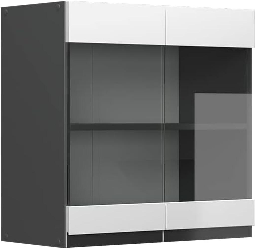 Vicco Glashängeschrank Küchenschrank Küchenmöbel R-Line J-Shape 60 cm modern (Anthrazit-Weiß) Bild 1