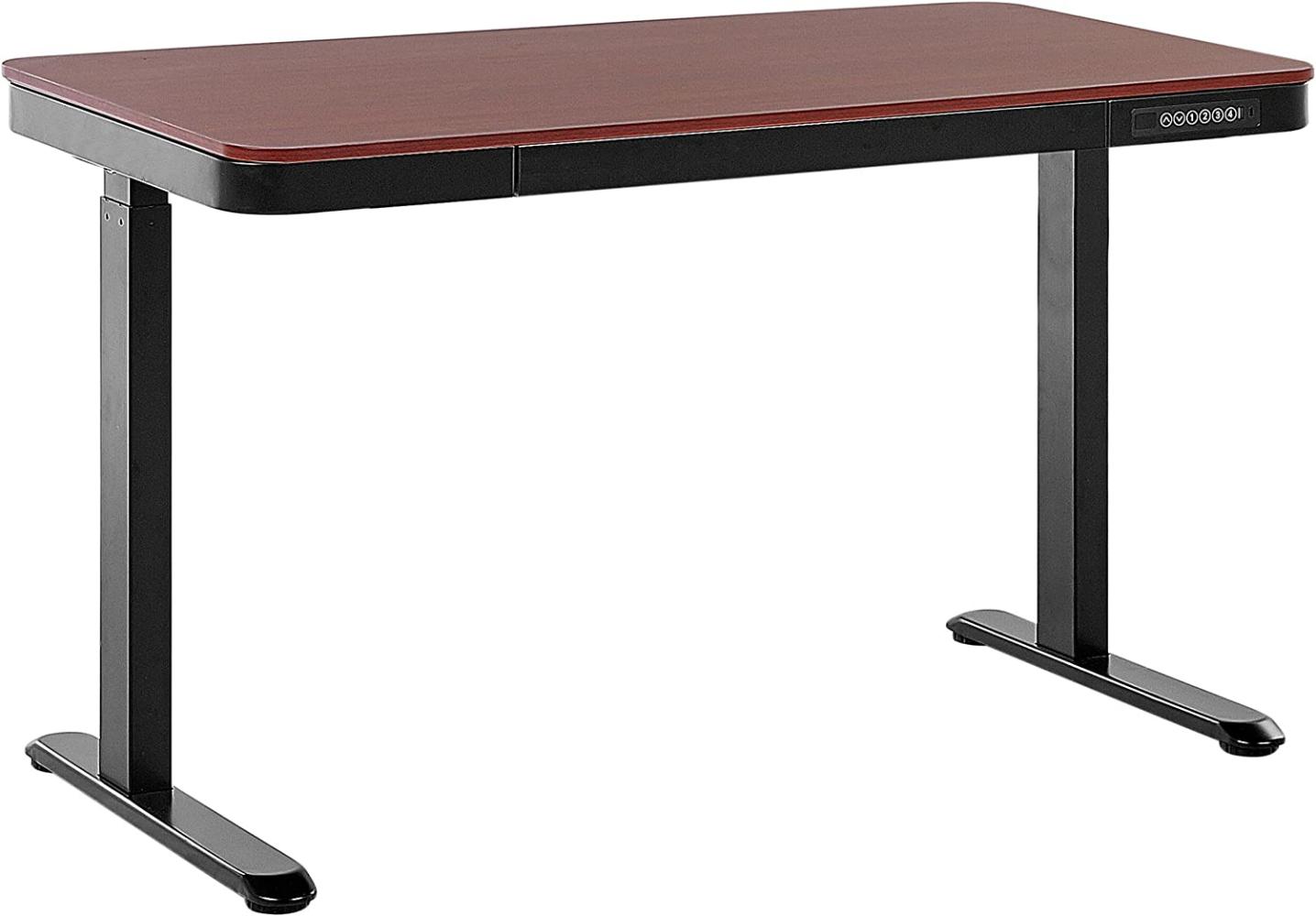 Schreibtisch dunkler Holzfarbton schwarz 120 x 60 cm mit USB-Port elektrisch höhenverstellbar KENLY Bild 1