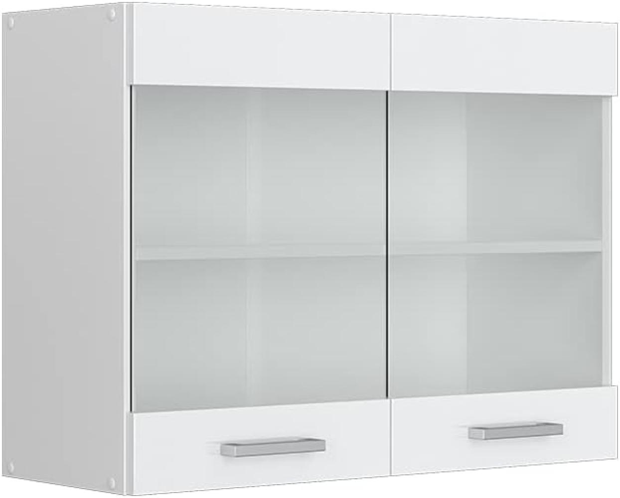 Vicco Küchenschrank Hängeschrank Unterschrank Küchenschränke Küchenunterschrank Arbeitsplatte, Möbel verfügbar in anthrazit und weiß (weiß ohne Arbeitsplatte, Hängeglasschrank 80 cm) Bild 1