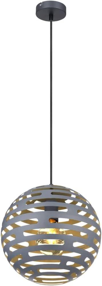 Pendelleuchte CABERTA mit Ø30cm Kugel Lampenschirm, Metall Anthrazit Bild 1