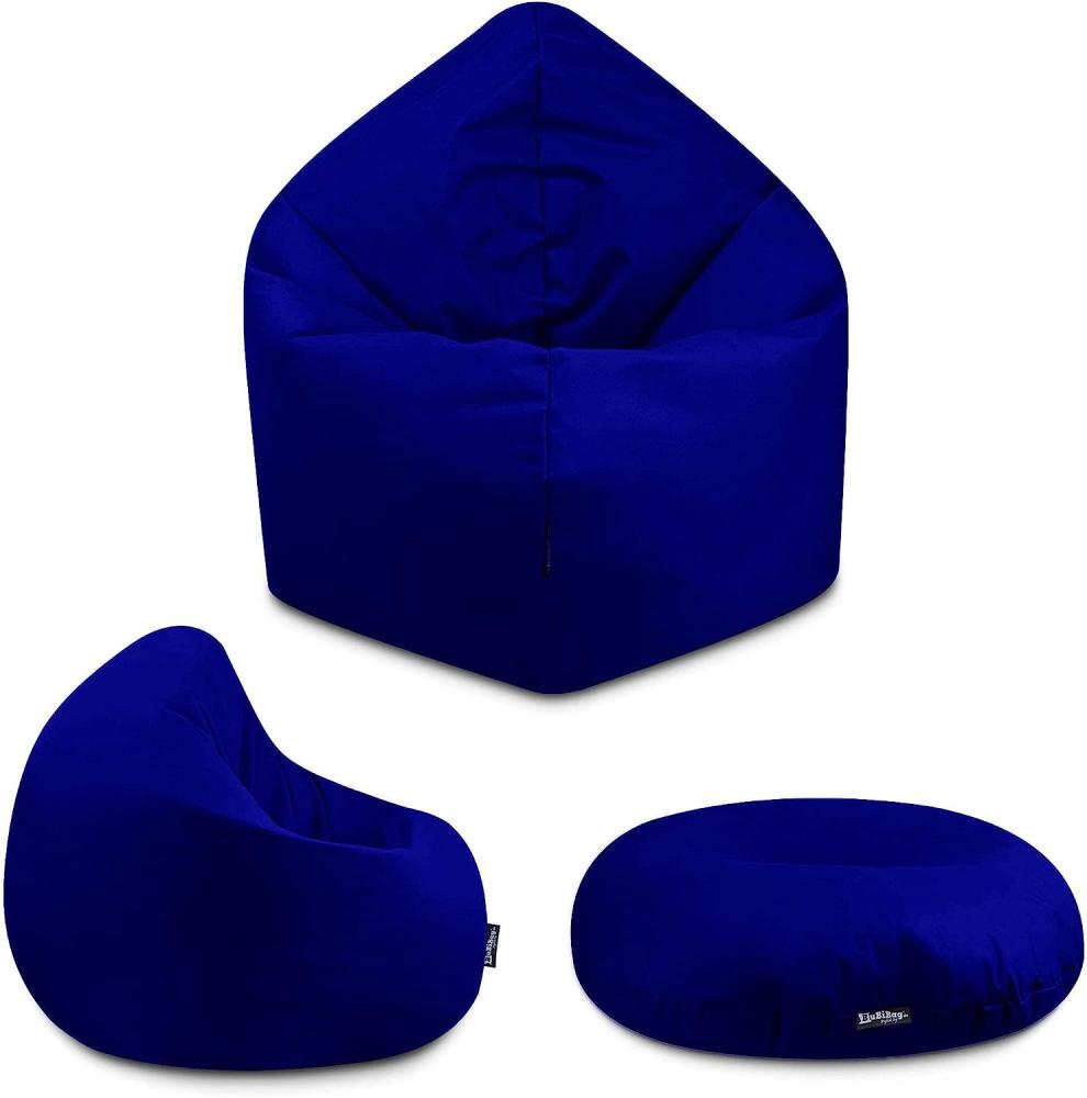 BuBiBag - 2in1 Sitzsack Bodenkissen - Outdoor Sitzsäcke Indoor Beanbag in 32 Farben und 3 Größen - Sitzkissen für Kinder und Erwachsene (145 cm Durchmesser, Marine/dunkelblau) Bild 1