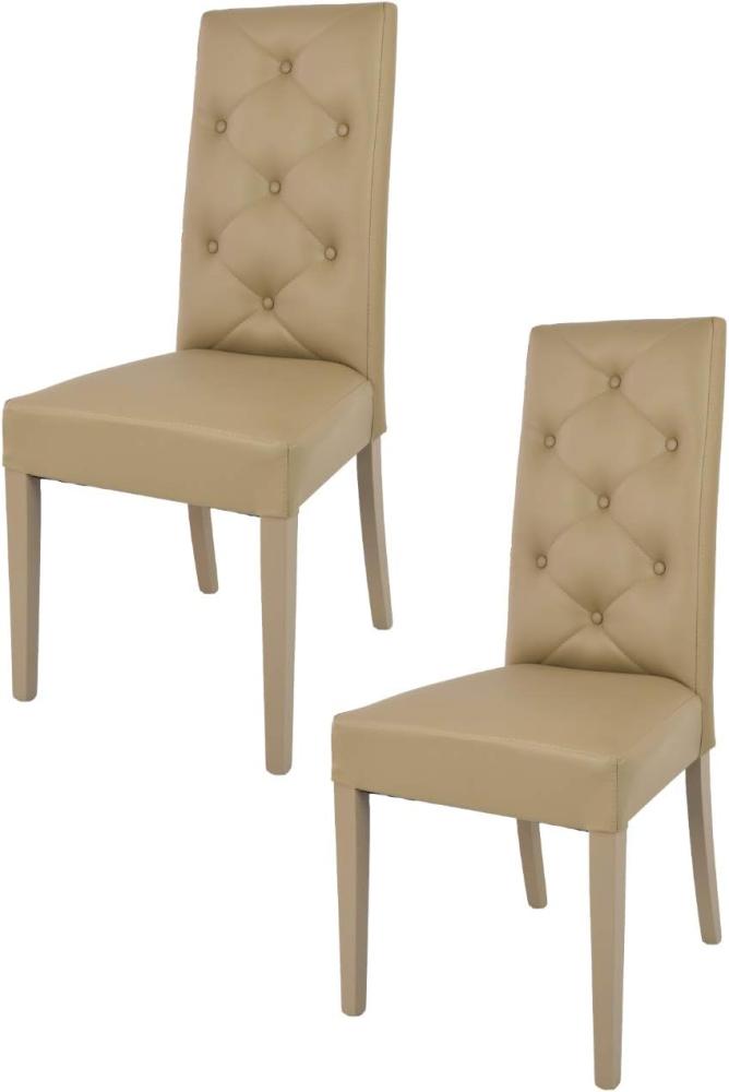 Tommychairs - 2er Set Moderne Stühle CHANTAL für Küche und Esszimmer, robuste Struktur aus lackiertem Buchenholz Farbe Cappuccino, gepolstert und mit Kunstleder Farbe Cappuccino bezogen Bild 1