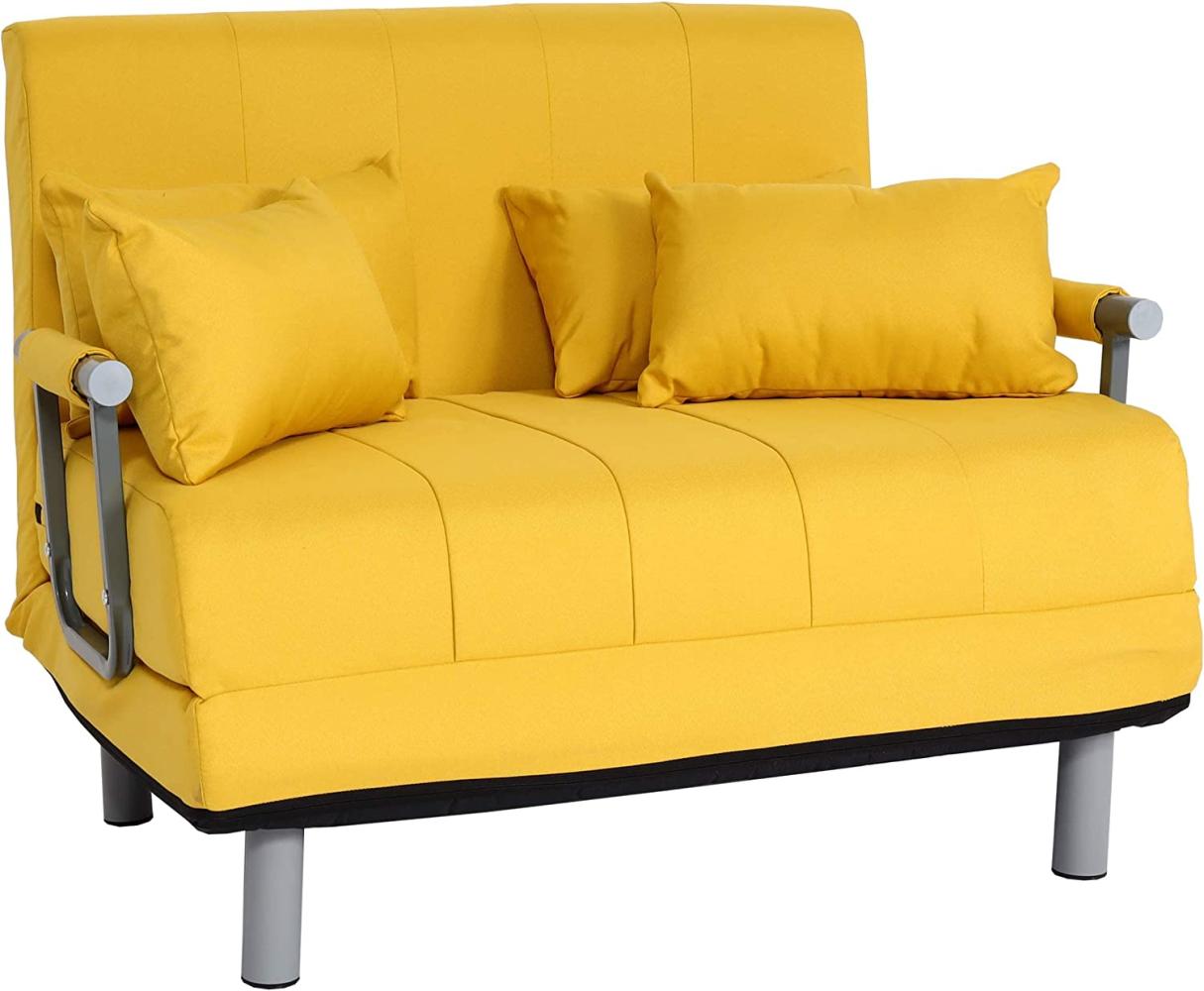 Schlafsessel HWC-K29, Klappsessel Schlafsofa Gästebett Relaxsessel, Liegefläche 186x97cm ~ Stoff/Textil gelb Bild 1
