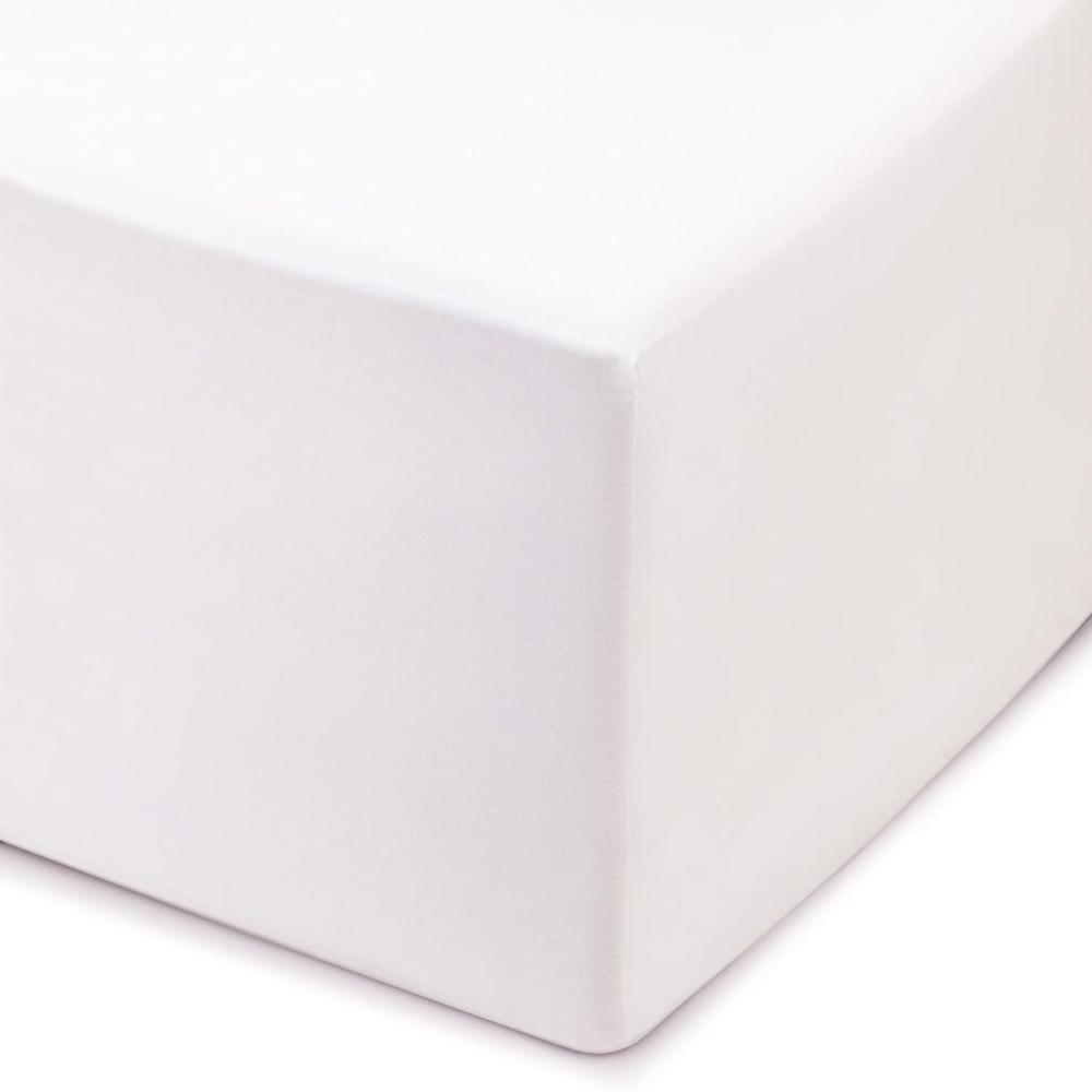 Amago - Spannbetttuch, 50 cm Steg, 100 prozent Baumwolle, 160 x 200 cm - Weiß Bild 1