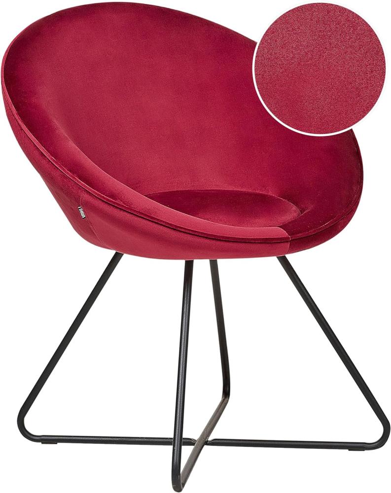 Sessel Samtstoff rot schwarz rund FLOBY II Bild 1
