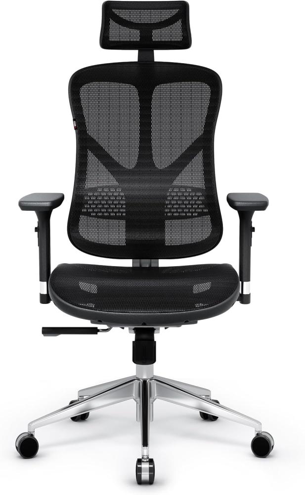 Diablo V-Basic Ergonomischer Stuhl Bürostuhl Schreibtischstuhl Chefsessel 3D Armlehnen Verstellbare Rückenlehne Kopfstütze Wippfunktion Netzstoff (schwarz/schwarz) Bild 1