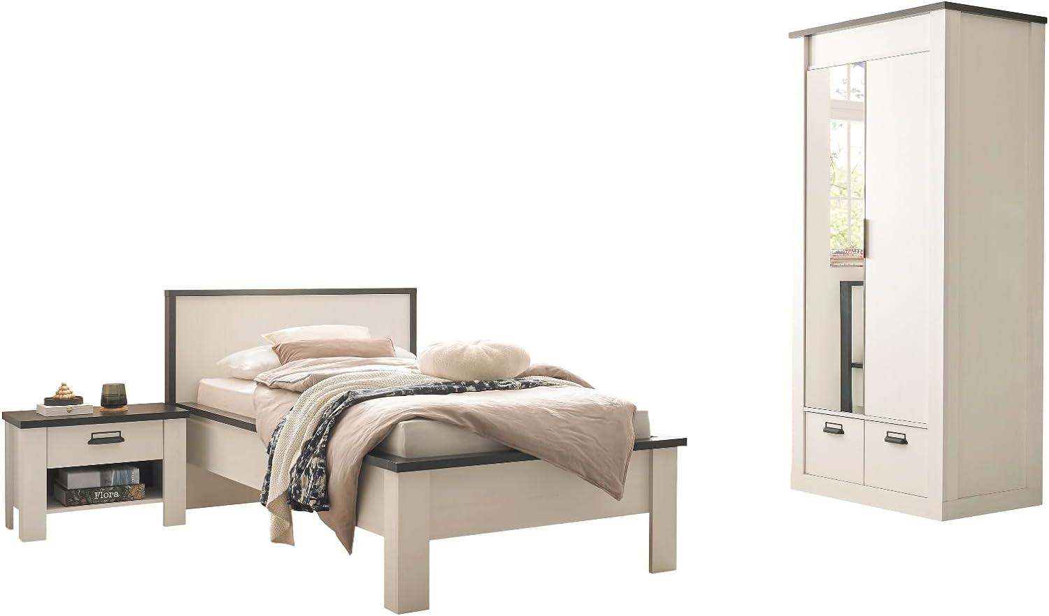 Schlafzimmer komplett Set Stove in weiß Pinie Landhaus Liegefläche 90 x 200 cm Bild 1