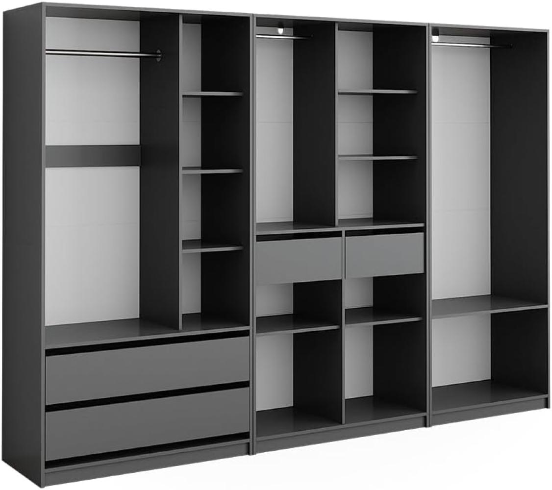 Vicco Kleiderschrank Elmo Anthrazit 100 x 200 cm Set mit 3 Teile Bild 1