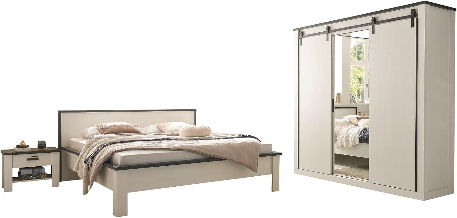 Schlafzimmer komplett Set Stove in weiß Pinie Landhaus Liegefläche 180 x 200 cm Bild 1