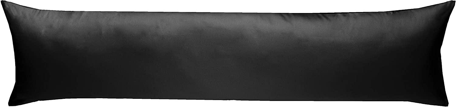 Mako-Satin Seitenschläferkissen Bezug uni / einfarbig schwarz 40x145 cm von Bettwaesche-mit-Stil Bild 1
