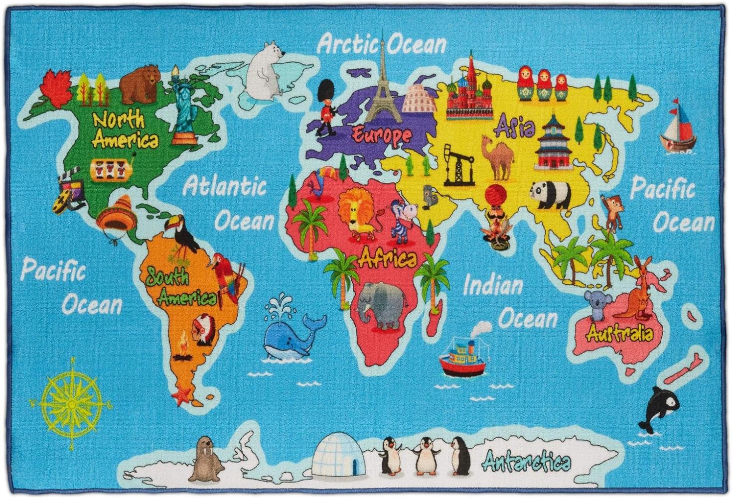 Kinderteppich Weltkarte 150x100 cm 10032678 Bild 1