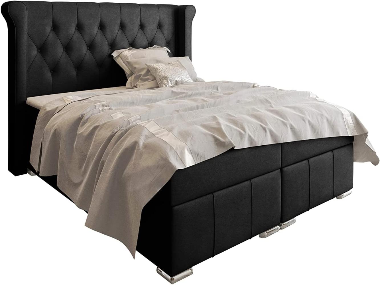 Stylefy 'Alonzo' Boxspringbett, Kunstleder Madryt Schwarz 160 x 200 cm Bild 1