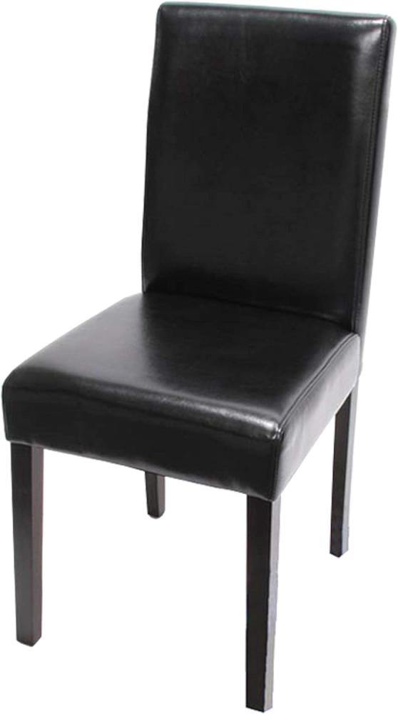 Esszimmerstuhl Littau, Küchenstuhl Stuhl, Leder ~ schwarz, dunkle Beine Bild 1