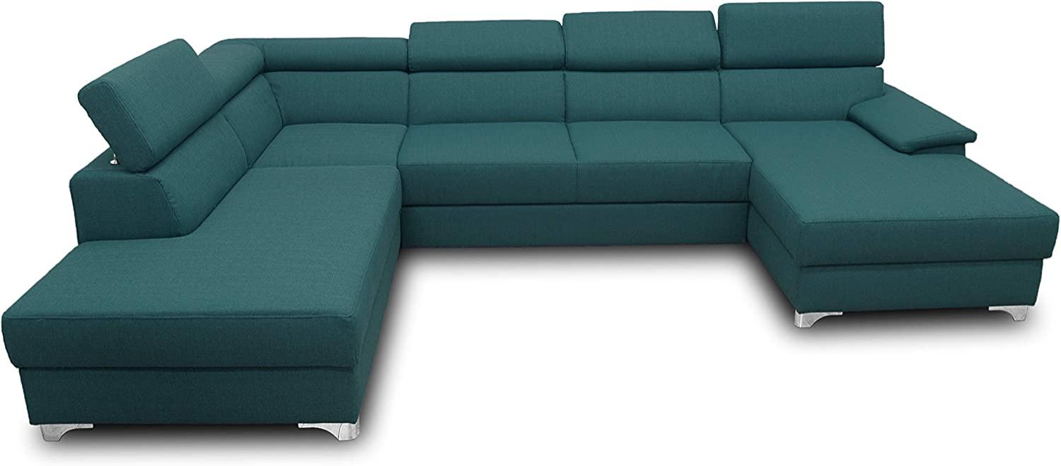 DOMO. collection Niria Wohnlandschaft | Eckcouch mit Rückenfunktion | Sofa U Form Couch, großes Ecksofa, grün/Petrol, 167x337x230 cm Bild 1