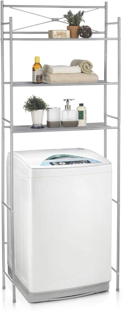 CARO-Möbel Waschmaschinenregal MARSA Toilettenregal mit 3 Ablagen Badezimmerregal Bad WC Stand Regal in grau Bild 1