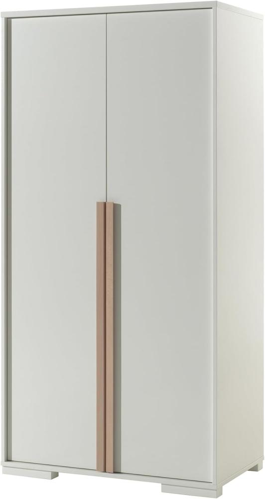 Kleiderschrank >LONDON< in Weiß/Buche - 98,5x195,2x56cm (BxHxT) Bild 1
