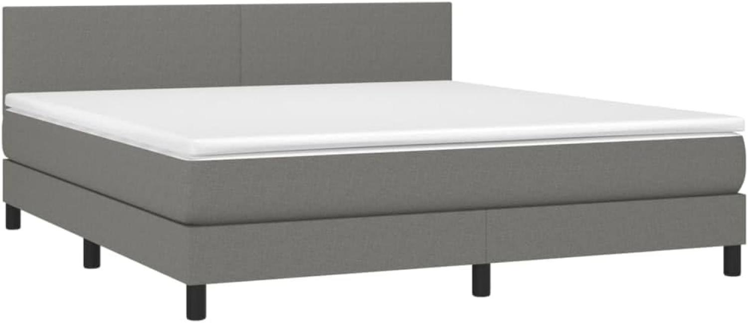 vidaXL Boxspringbett mit Matratze Dunkelgrau 160x200 cm Stoff, Härtegrad: H2 [3139906] Bild 1