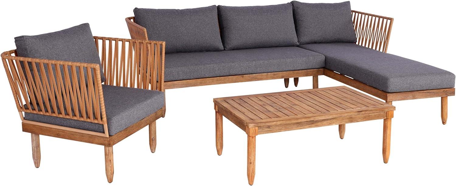Garten-Garnitur HWC-L29, Garnitur Sitzgruppe Lounge-Set Sofa, Akazie Holz MVG-zertifiziert ~ dunkelgrau Bild 1