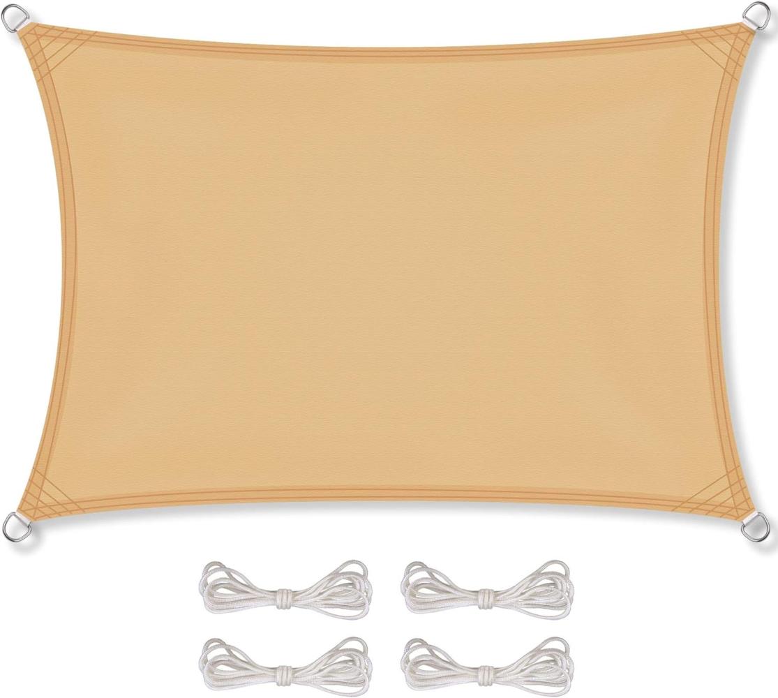CelinaSun Sonnensegel inkl Befestigungsseile Premium PES Polyester wasserabweisend imprägniert Rechteck 2,5 x 3 m Sand beige Bild 1