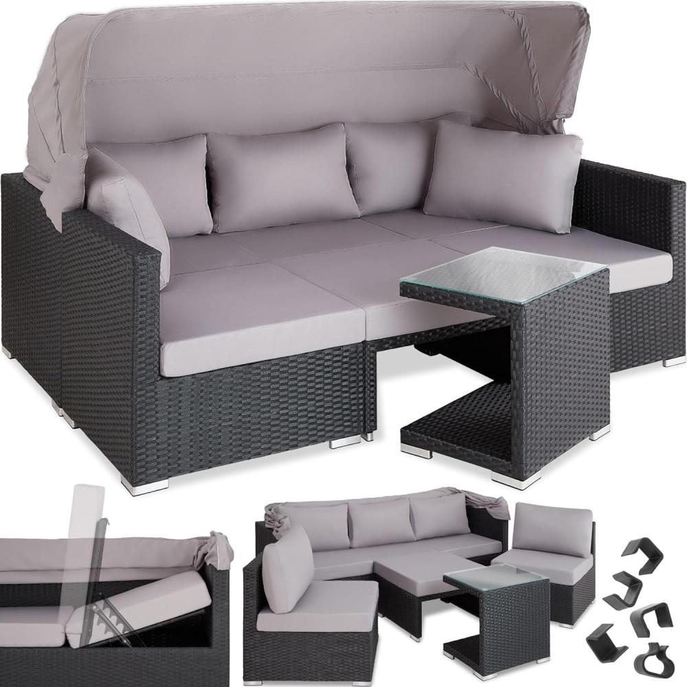 tectake Loungeset Rattan Lounge, (Set, 7-tlg), faltbares Dach Bild 1