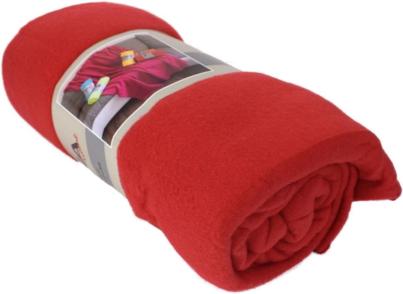 Fleecedecke Polarfleece versch. Unifarben 130x170cm Wohndecke Schlafdecke Decke rot Bild 1