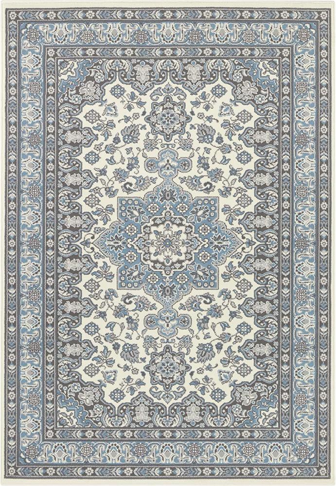 Orientalischer Kurzflor Teppich Parun Täbriz Creme Hielblau - 120x170x0,9cm Bild 1
