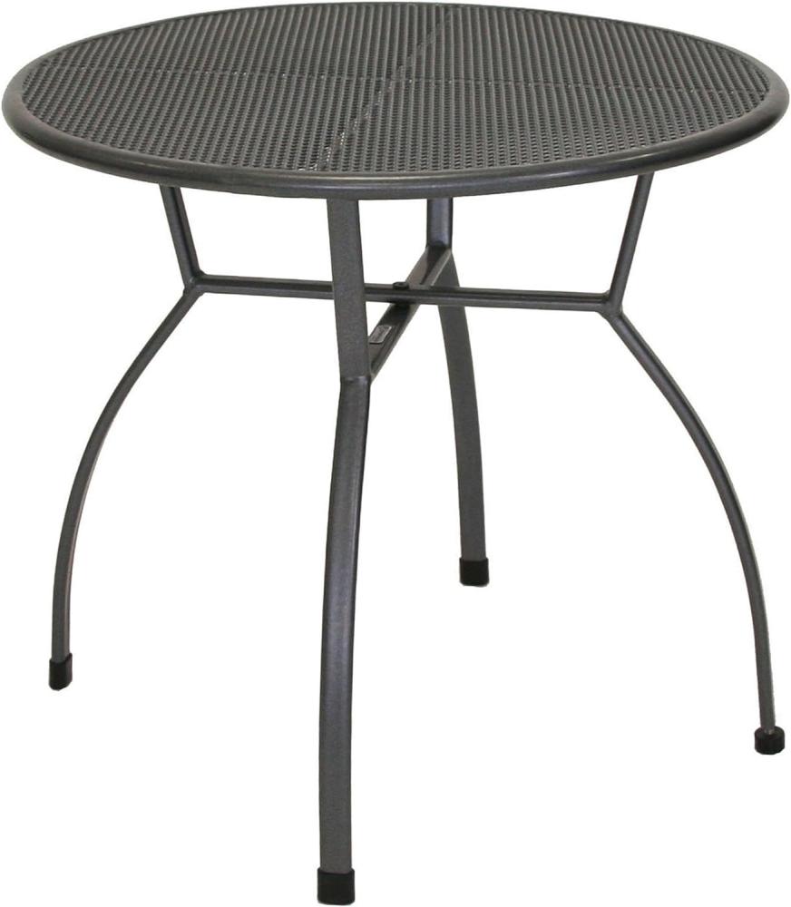 greemotion Gartentisch Toulouse rund, Ø ca. 80 cm, pflegeleichter Tisch aus kunststoffummanteltem Stahl, Esstisch mit Niveauregulierung, eisengrau Bild 1