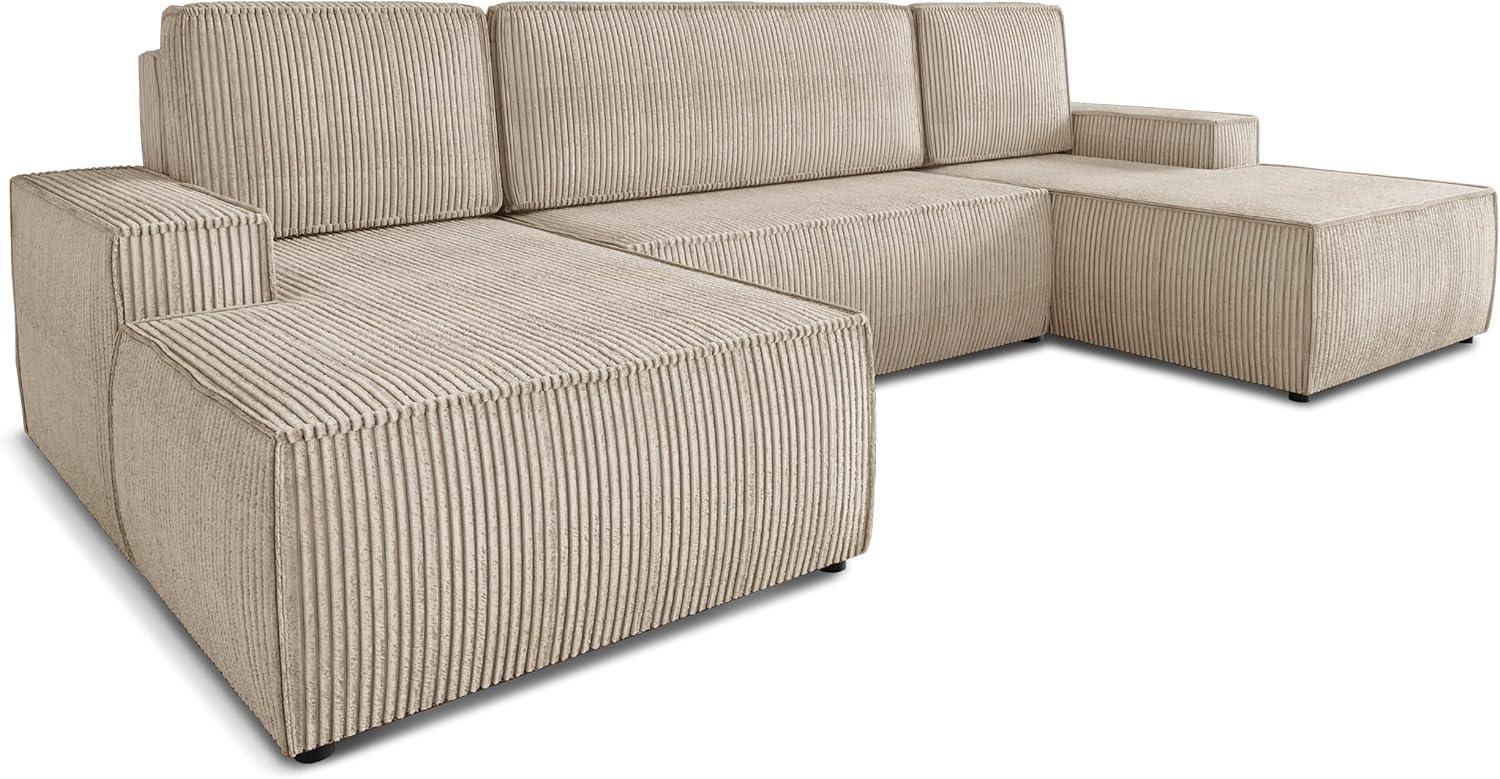 Sofnet Wohnlandschaft Totti U, mit Schlaffunktion und Bettkasten, U-Form Couch, Cord Stoff, Schlafsofa mit Wellenfeder Bild 1